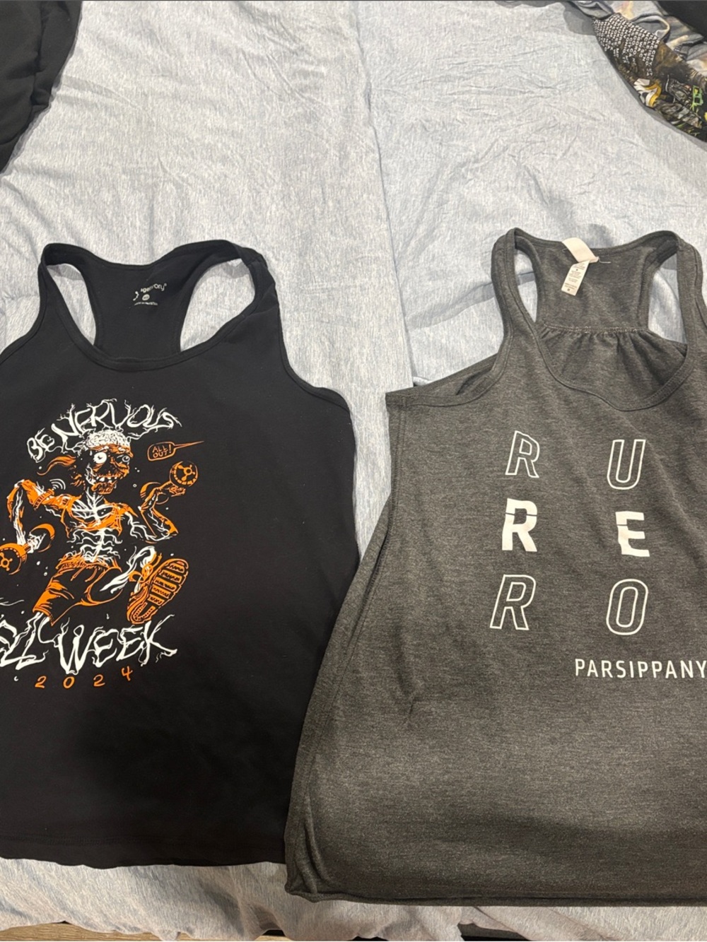 Orangetheory Black and Dark Gray Graphic Racerback Tank Duo